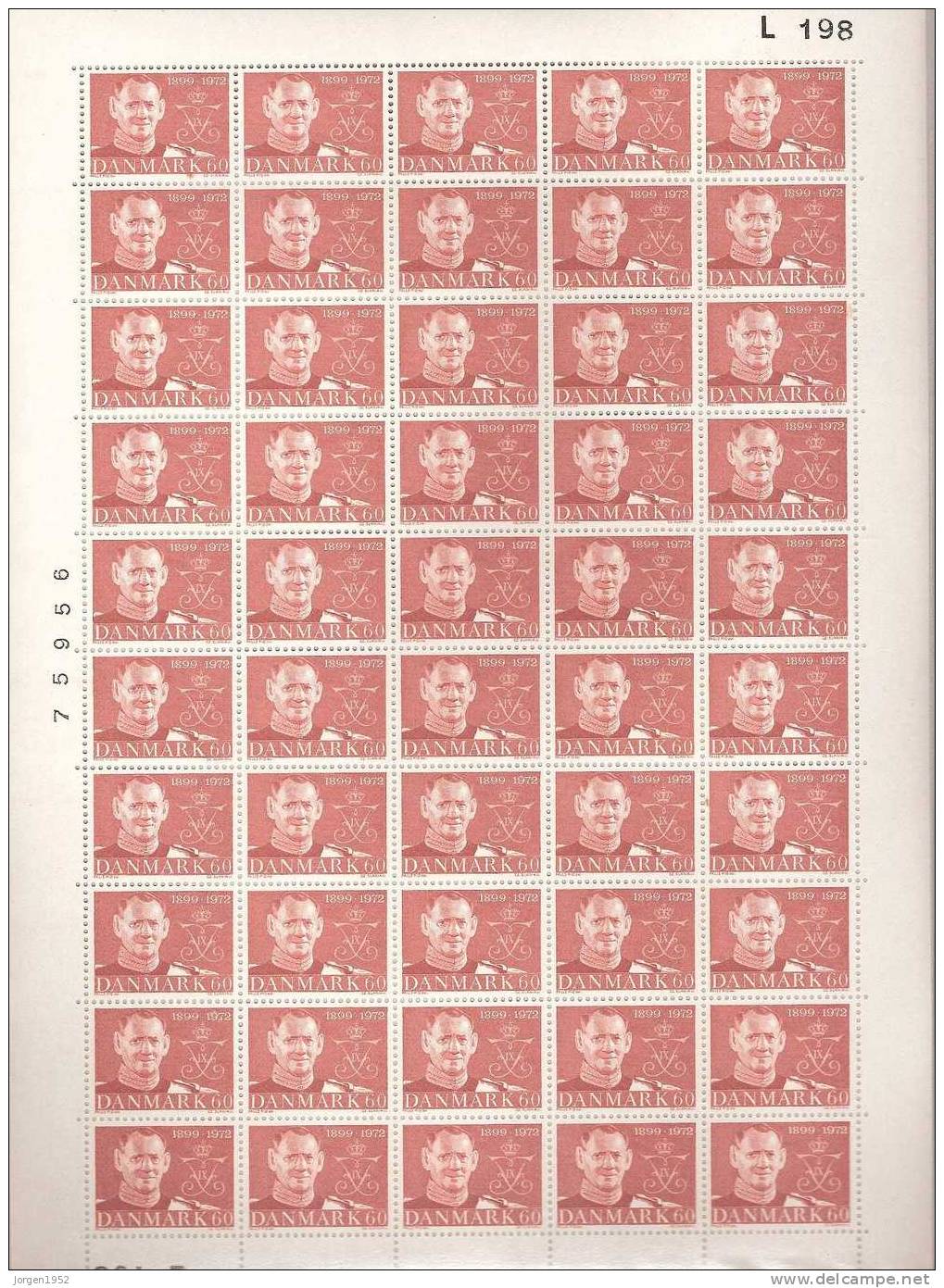 DENMARK SHEETS  FROM  YEAR 1972  MARGINAL NUMBER   L 198 - Fogli Completi