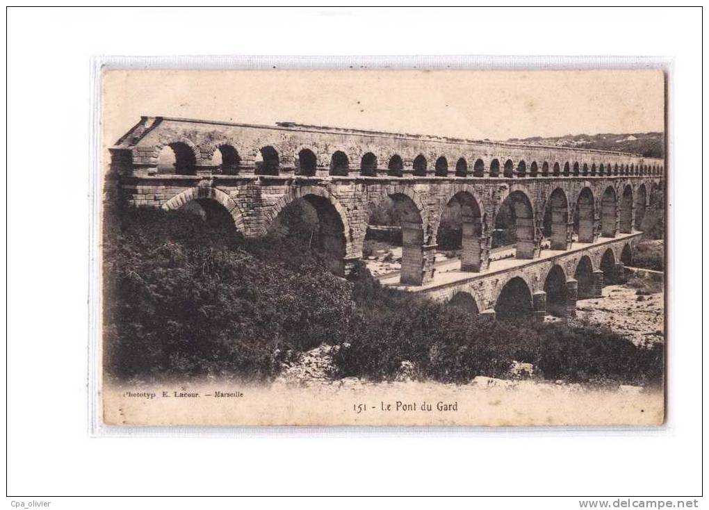 30 REMOULINS Pont Du Gard, Cachet Ambulant Lyon à Marseille, Ed Lacour 151, 1914 - Remoulins