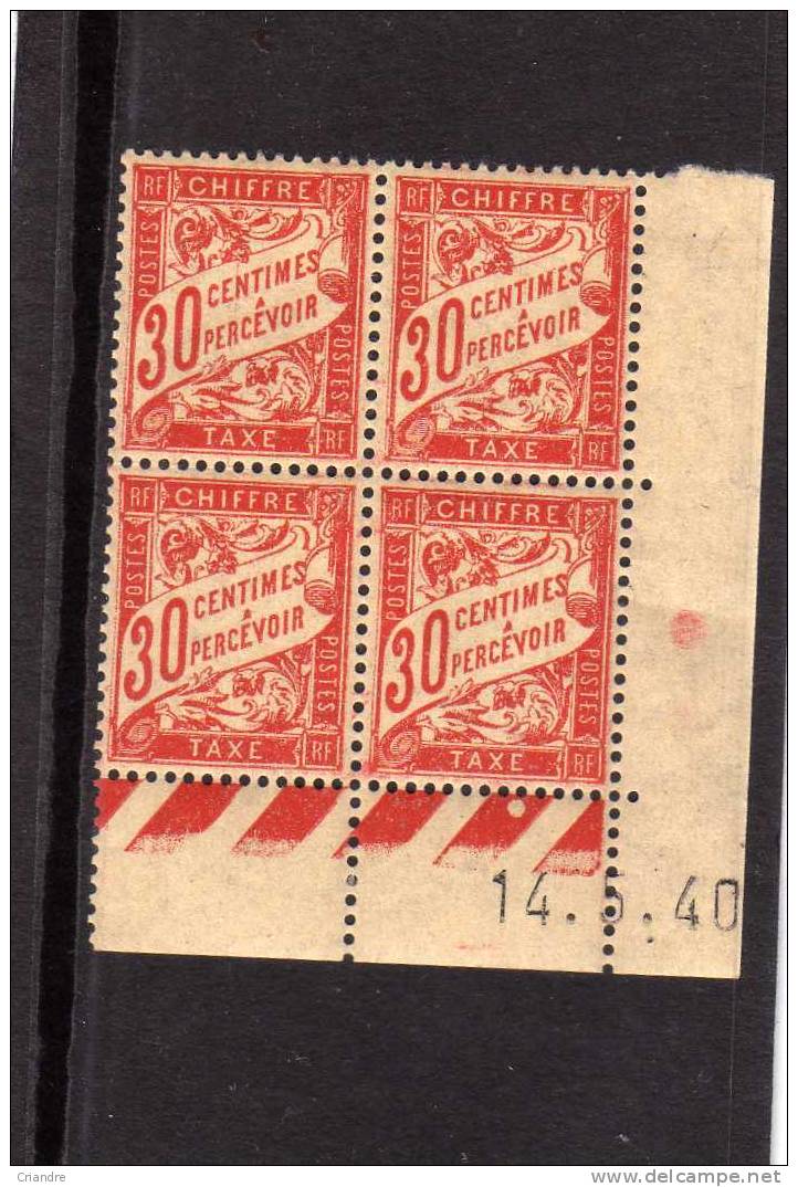 Coin Daté Timbre Taxe Banderolle 30c (14.05.1940.) - 1930-1939