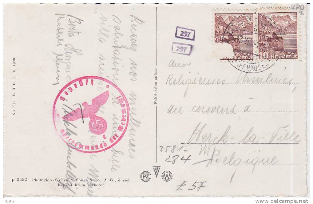 Laufen-  Rheinfall Und Schloss /  Met Millitaire Stempel / 1941 - Laufen-Uhwiesen 