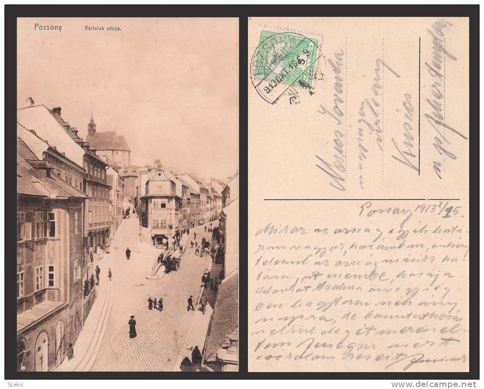 SLOVAKIA HUNGARY BRATISLAVA POZSONY VARTELEK UTCZA STREET OLD POSTCARD - D9569 - Slovacchia