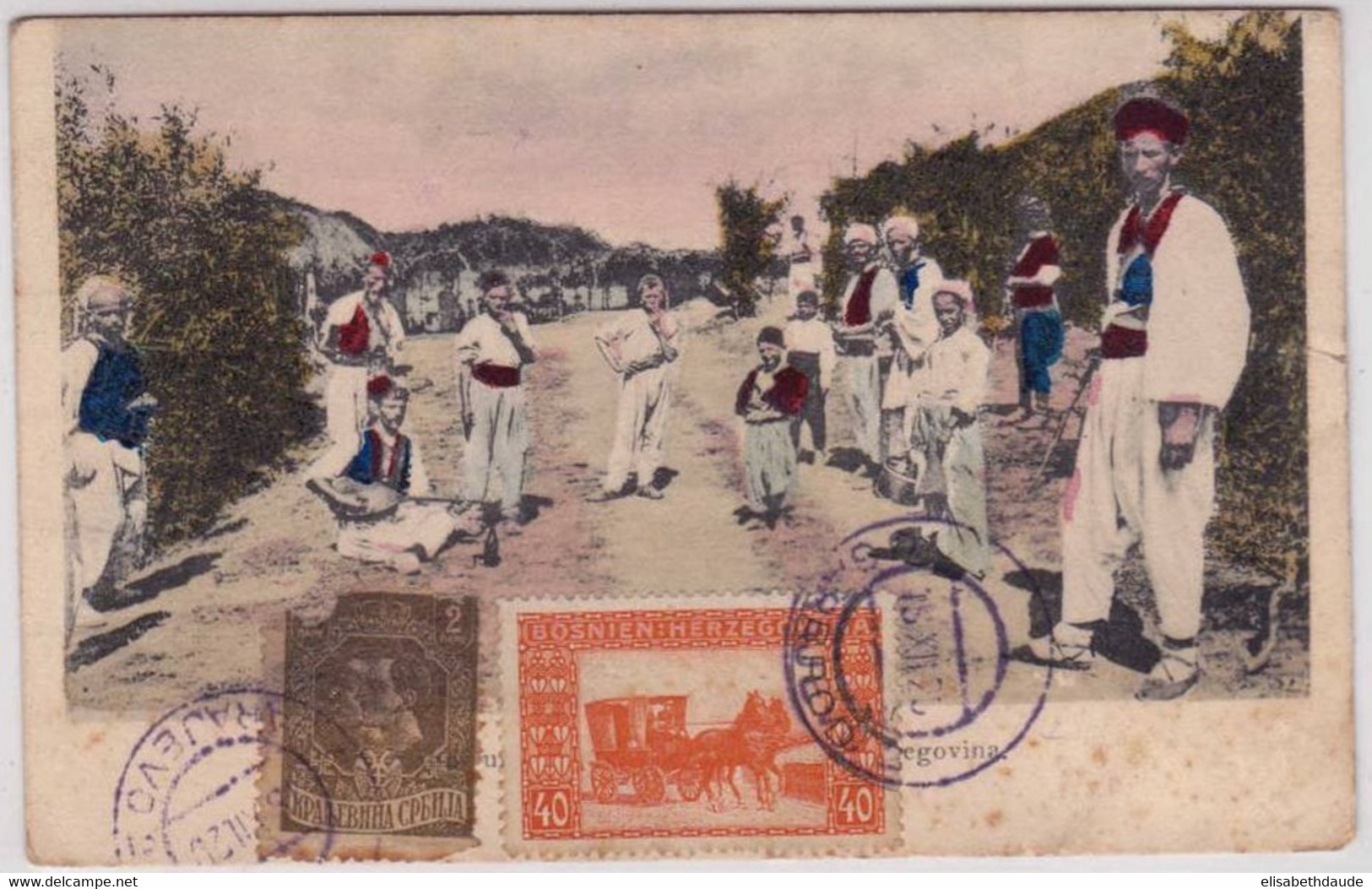 1920 - TIMBRES De BOSNIE + SERBE Sur CARTE POSTALE ANIMEE Non VOYAGEE - Bosnie-Herzegovine