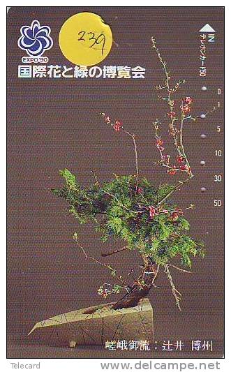 Télécarte Japon * Arbre Nain * BONSAI * 239 * Dwarf Tree Japan Phonecard * Telefonkarte Baum - Flores