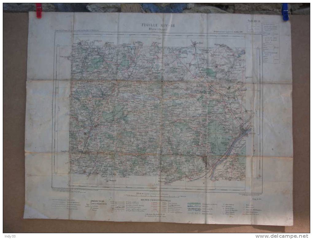 - BLOIS OUEST . FEUILLE XIV-18 . CARTE DE 1885 AVEC TIMBRE SEC . TRES SALE - Topographical Maps