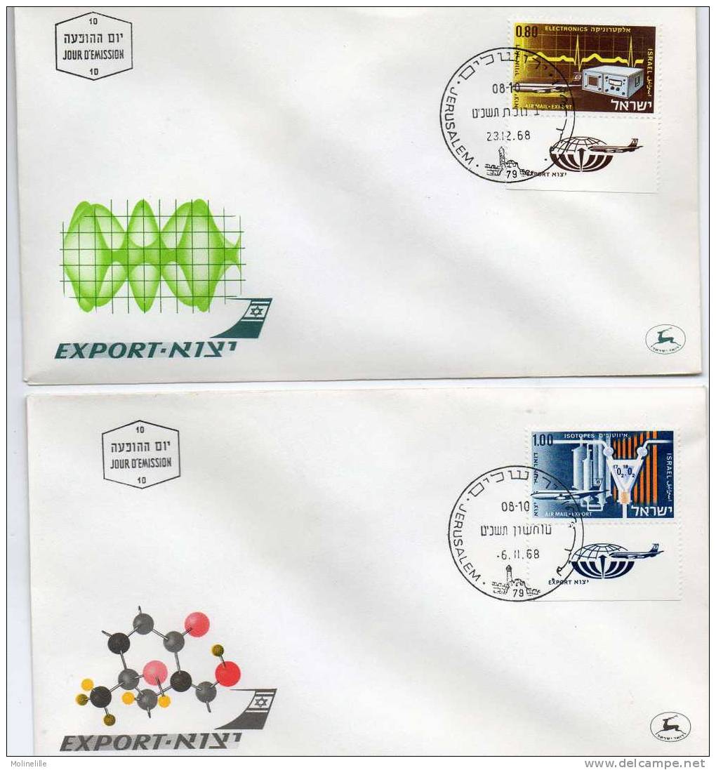 ISRAEL : F.D.C N° PA 44 Et PA 45 Avec TABS  - EXPORTATION : Thême AVION - FDC