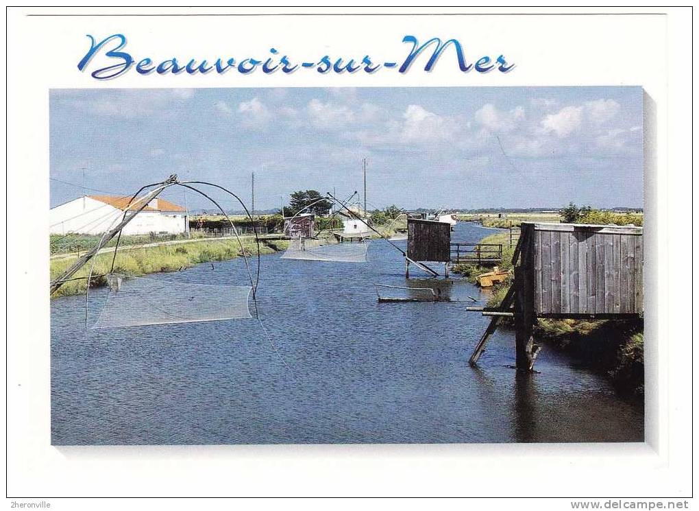 CPSM -  85 - BEAUVOIR Sur MER - Pecheries Aux Carrelets - Beauvoir Sur Mer
