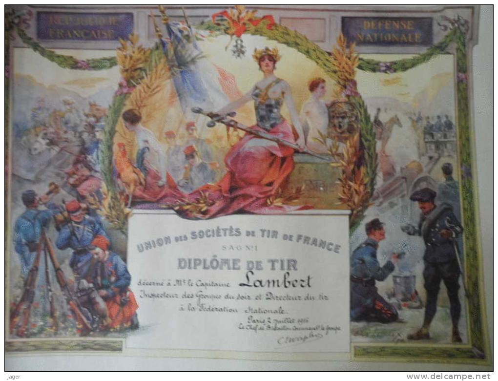 Superbe Diplome Militaire De L'illustrateur  Edouard Lessieux - Documents