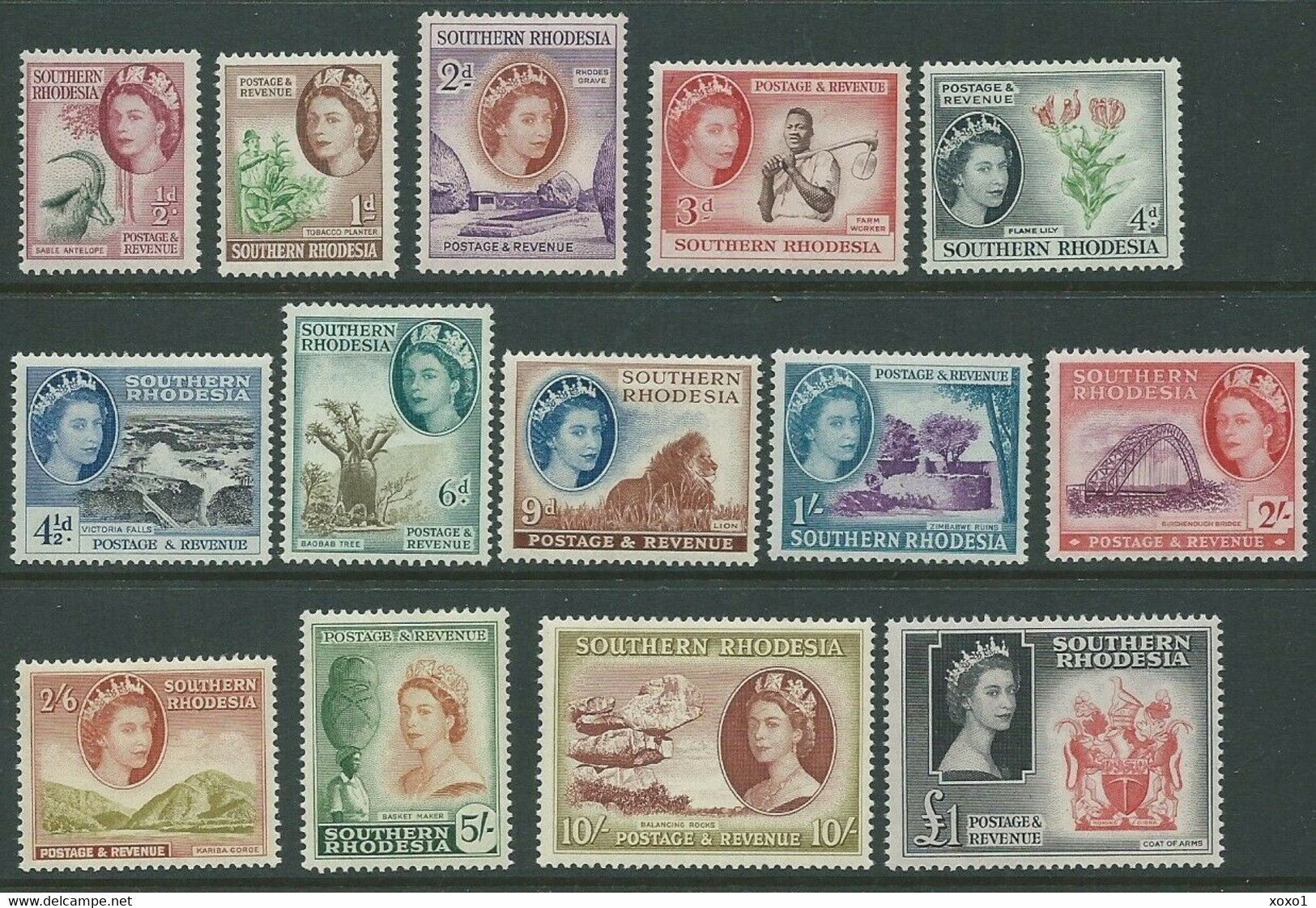 Southern Rhodesia 1953 Mi.No. 80 - 93 Freimarken 14v  MNH** 110,00 € - Rhodesia Del Sud (...-1964)