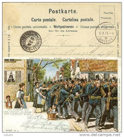 Schweizerische Armee - Ein Heisser Tag   (Farblitho)        1905 - Risch-Rotkreuz