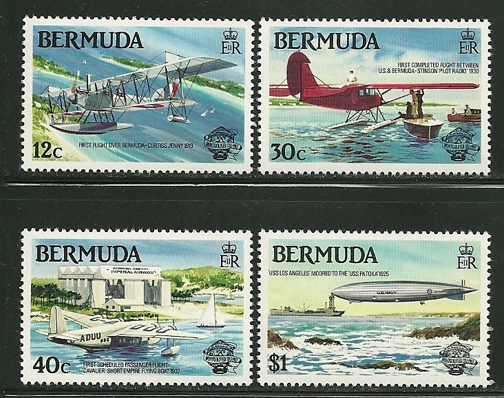 Bermuda       Manned Flight         Set    SC# 441-44 MNH** - Aviones