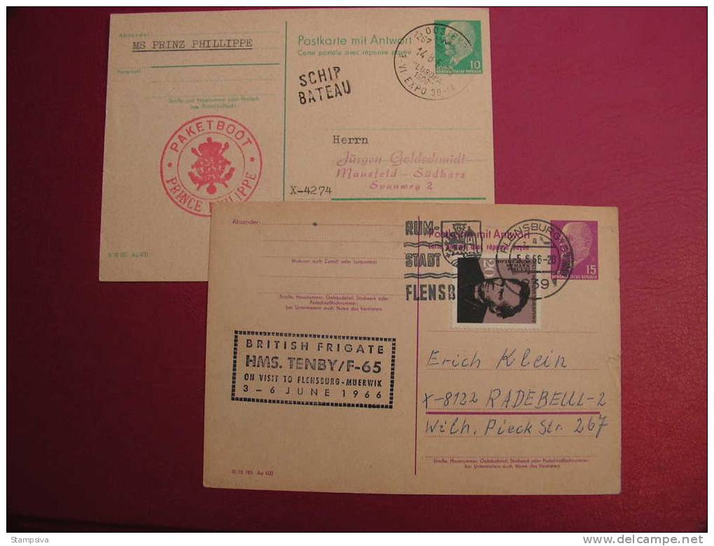 == DDR -  Antwortkarten - Schiffspost - Postkaarten - Gebruikt