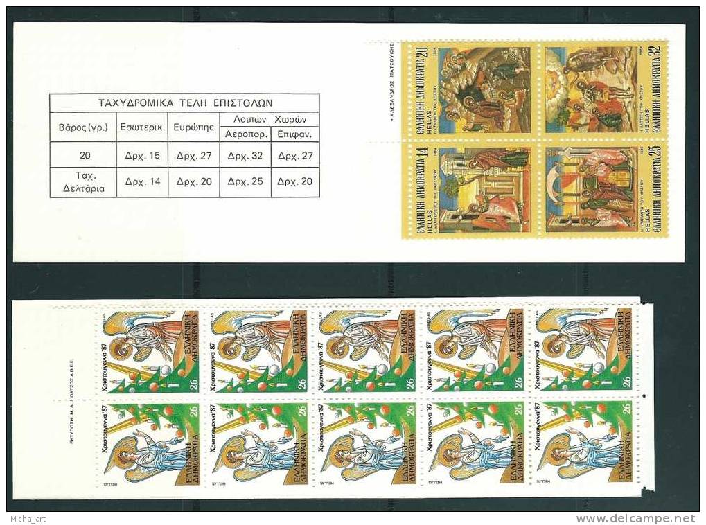 Greece 1984 And 1987 Christmas Booklets - Postzegelboekjes