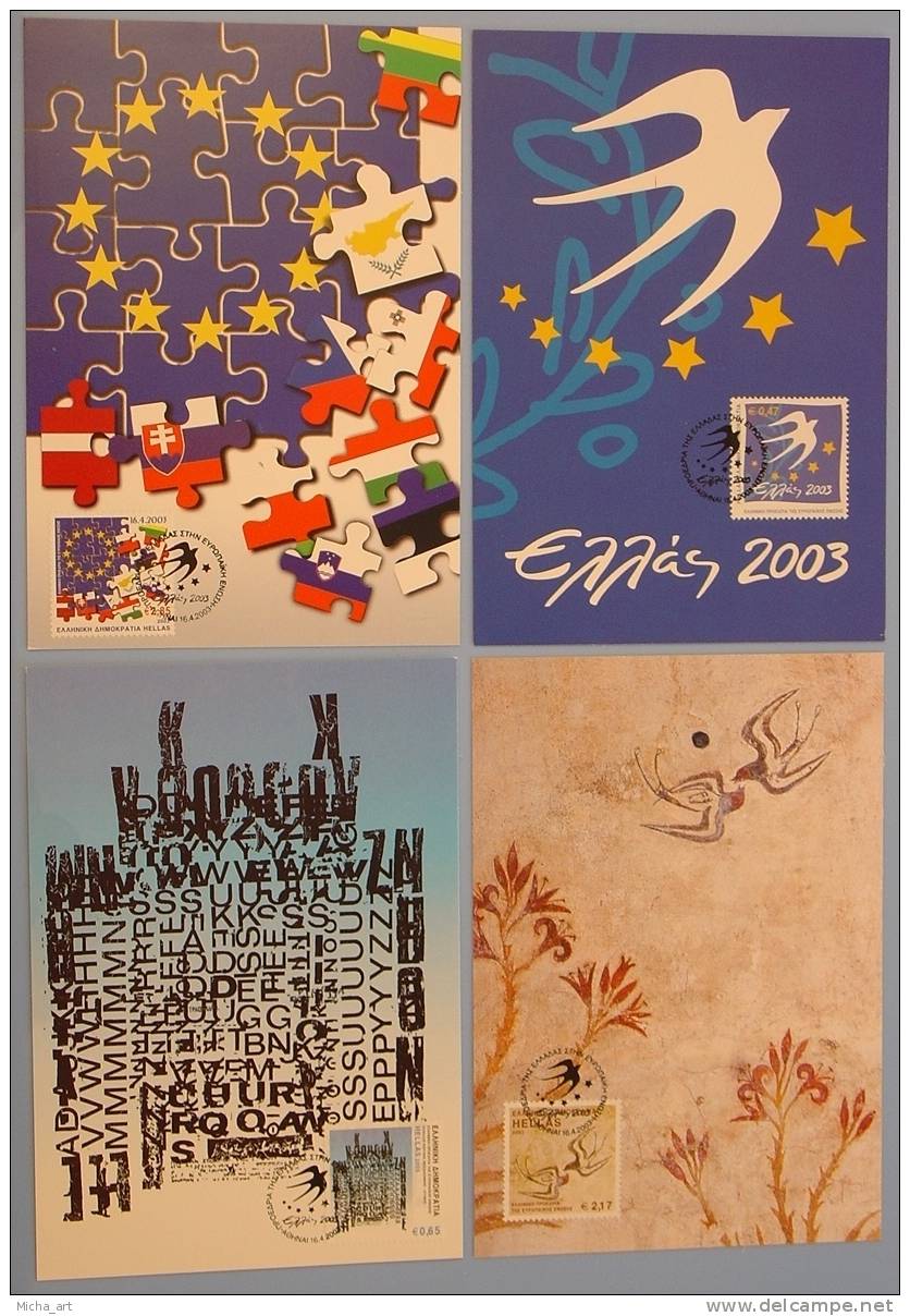 GREECE 2003 Presidency Of E.U, 4 Maximum Cards - Tarjetas – Máximo