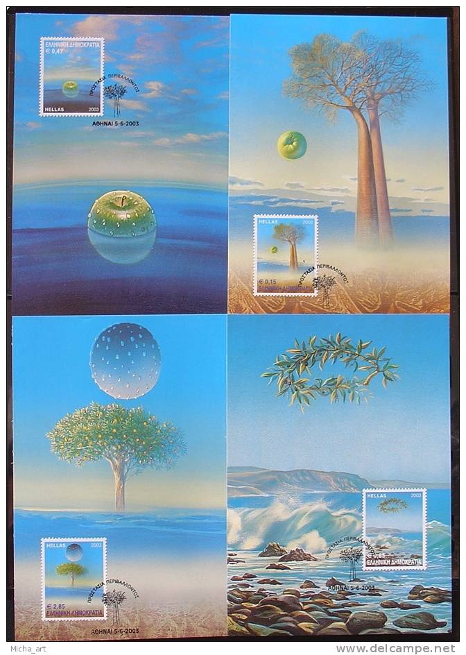 GREECE 2003 Environment Protection Set 4 Maximum Cards - Maximumkaarten