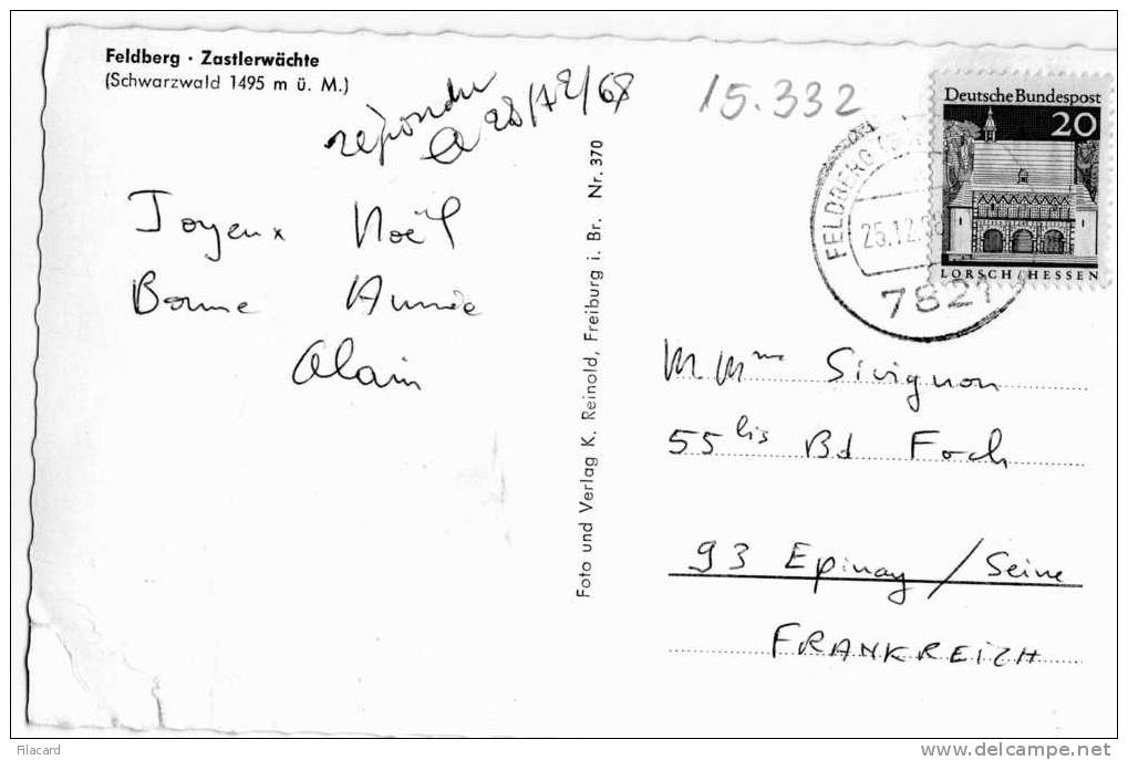 15332   Germania,  Feldberg-Zastlerwachte,  (Schwarzwald  1495 M U.M.) VG  1968 - Feldberg