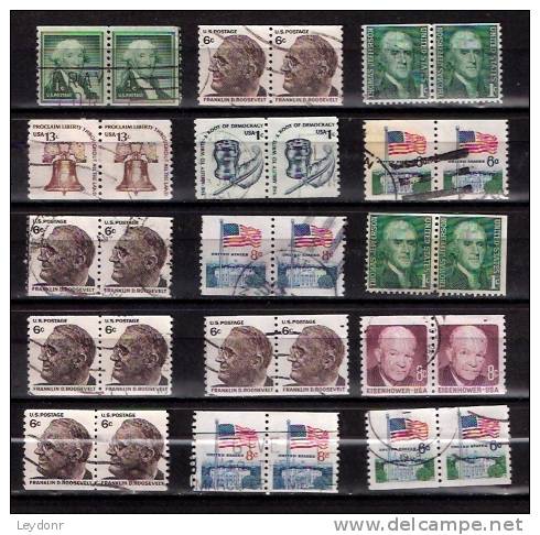 Small Lot Of Stamps Pairs, United States Used - Blocchi & Strisce