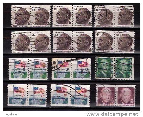 Small Lot Of Stamps Pairs, United States Used - Bandes & Multiples