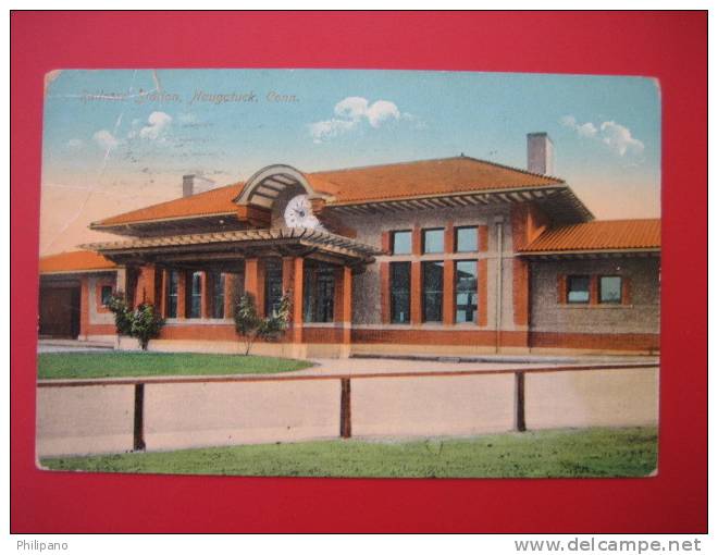 Depot-Train Station--      Naugatuck Ct  1912 Part Of Stamp Off Back       ---===ref 187 - Other & Unclassified