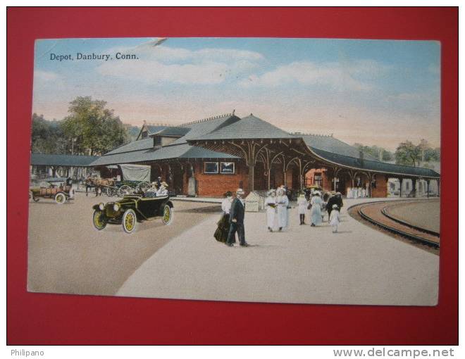 Depot-Train Station--        Danbury  Ct   1916 Cancel    ---===ref 187 - Otros & Sin Clasificación