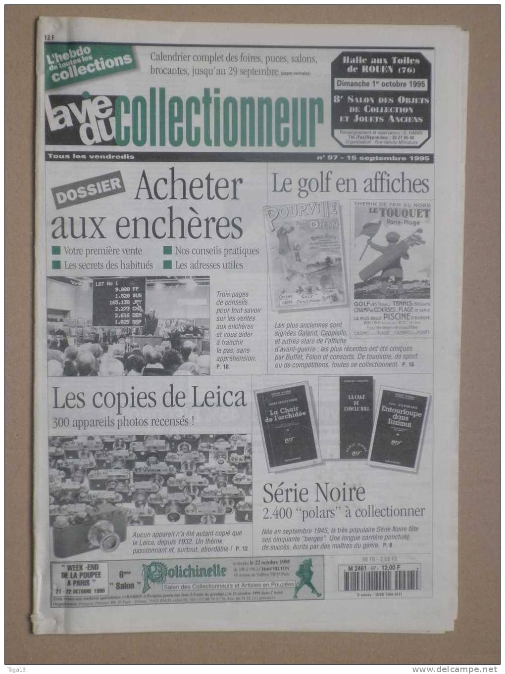 VIE DU COLLECTIONNEUR N°97, GOLF EN AFFICHES, COPIES DE LEICA, SERIE NOIRE, ACHETER AUX ENCHERES (14940) - Brocantes & Collections