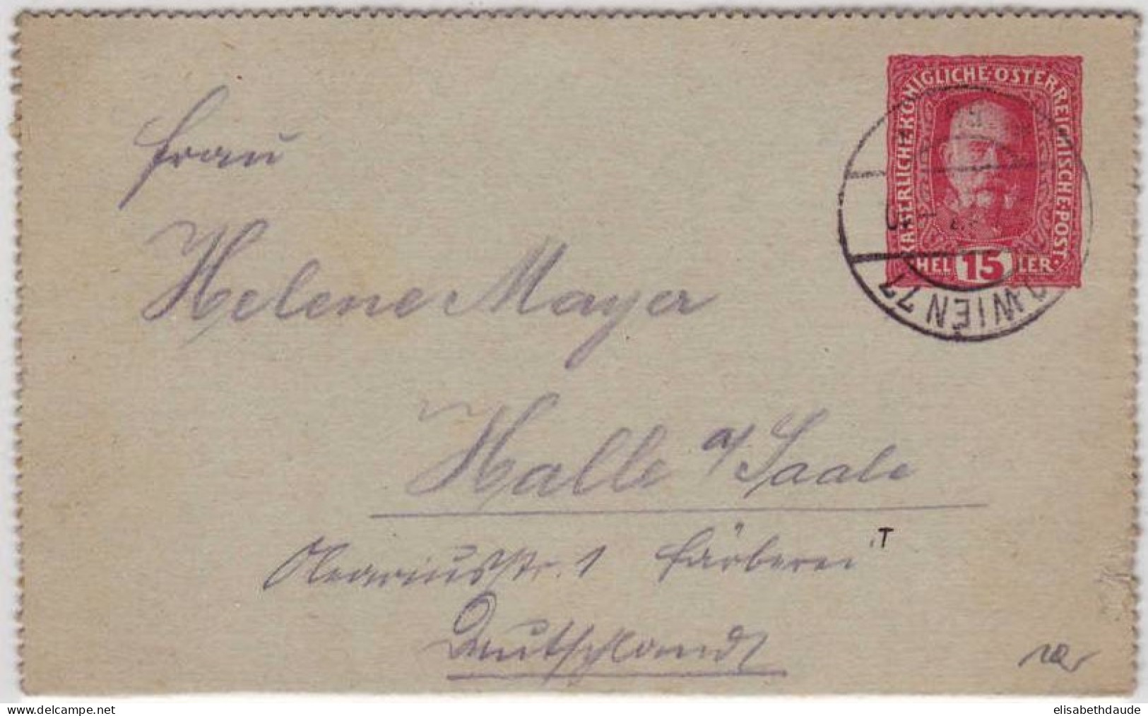 AUTRICHE - 1917 - CARTE-LETTRE De WIEN 77 Pour HALLE (SACHSEN) - Sonstige & Ohne Zuordnung