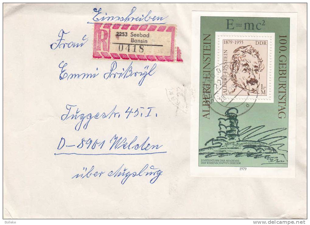 Célébrités - Albert Einstein - Allemagne - République Démocratique - Lettre Recommandée De 1979 - Valeur 40 Euros - Albert Einstein