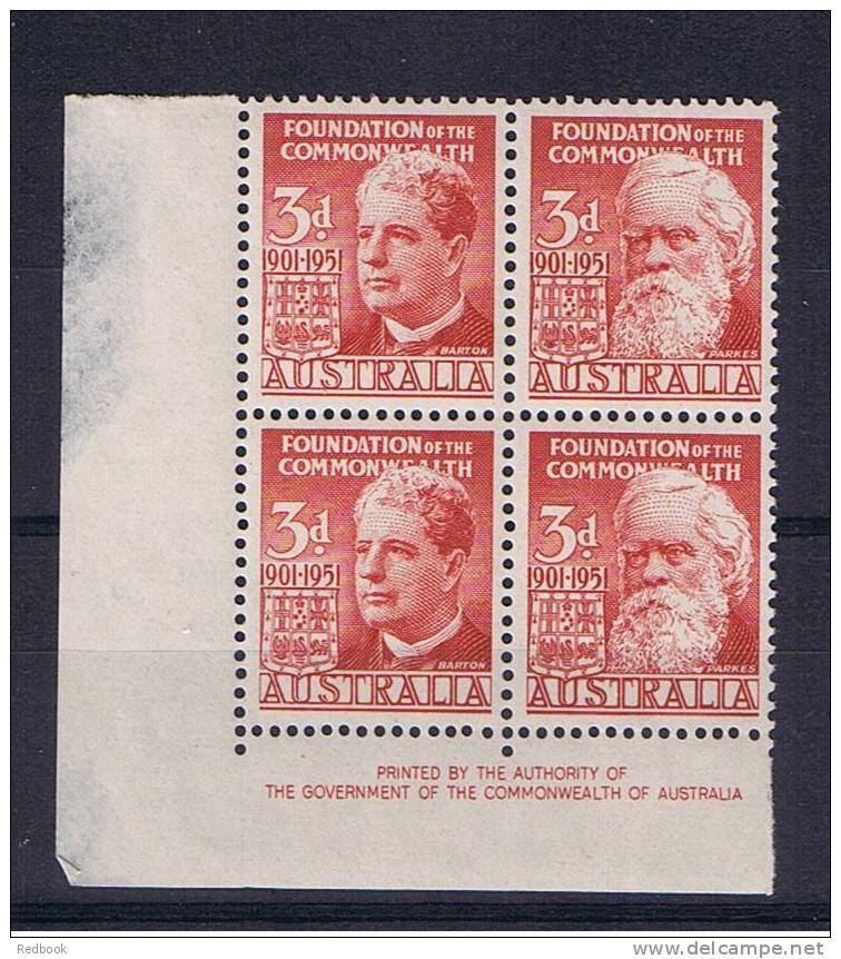 RB 719 - Australia 1951 - SG 241/2 - 50th Anniv Of Commonwealth Imprint Block Of 4 MNH Stamps - Ongebruikt