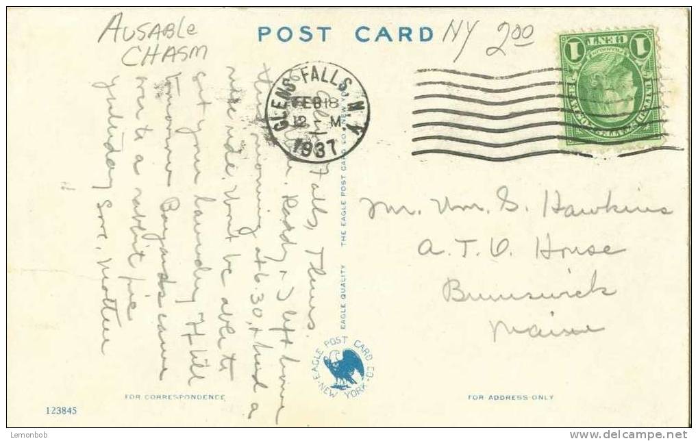 USA – United States – Hydes Cave, Ausable Chasm, Adirondack Mountains N.Y. 1937 Used Postcard [P3354] - Adirondack