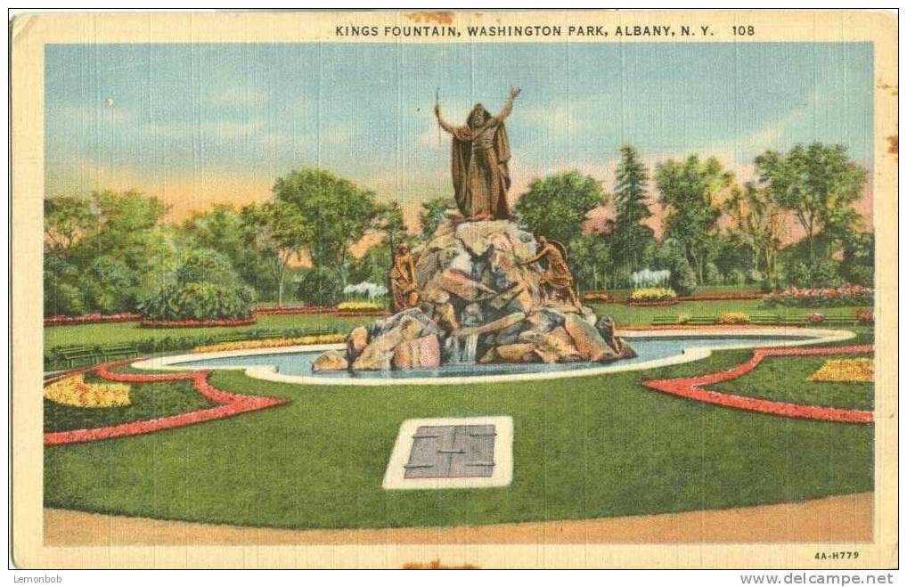 USA – United States – Kings Fountain, Washington Park, Albany N.Y 1930s Unused Postcard [P3356] - Albany