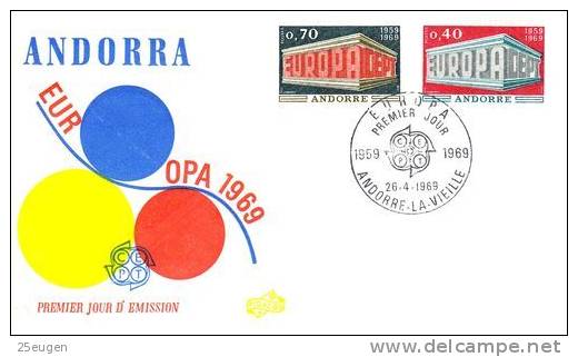 FRENCH ANDORRA 1969  EUROPA CEPT FDC - 1969
