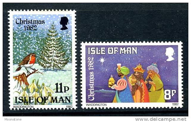 Isle Of Man 1982 Christmas Robin Bird Set Of 2 MNH - Christmas