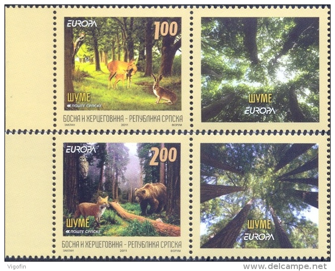 BHRS 2011-525-6 EUROPA CEPT, BOSNA AND HERZEGOVINA-R.SRBSKA, 1 X 2v + Labels, MNH - 2011