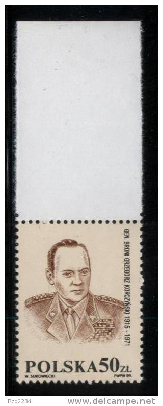 POLAND 1989 GENERAL G. KORCZYNSKI UNISSUED STAMP MNH Solidarity Solidarnosc Army Soldier Spanish Civil War Spain - Varietà E Curiosità