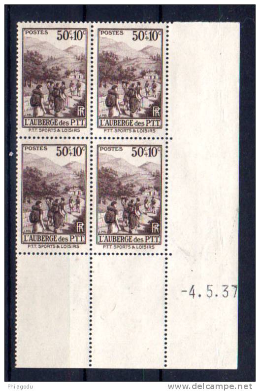 347**, œuvres Des PTT, L’auberge Des Loisirs, Coins Daté 4-5-37 , Cote 18 - 1930-1939