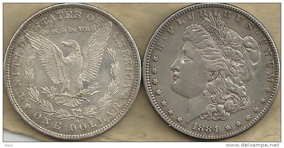 UNITED STATES USA $1 EAGLE BIRD FRONT  MORGAN HEAD BACK 1884  F+ SILVER  READ DESCRIPTION CAREFULLY !!! - 1878-1921: Morgan