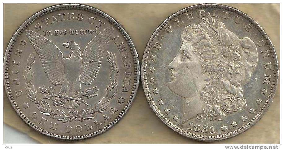 UNITED STATES USA $1 EAGLE BIRD FRONT  MORGAN HEAD BACK 1884  F+ SILVER  READ DESCRIPTION CAREFULLY !!! - 1878-1921: Morgan