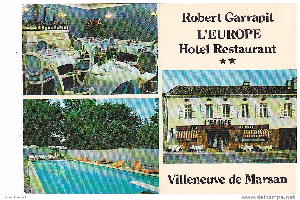 17989 VILLENEUVE DE MARSAN Hôtel De L' Europe - Robert Garrapit. Format Carte Postale, Masi Sans Doute Carte De Pub - Villeneuve De Marsan