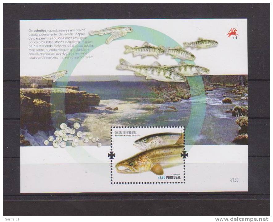 Portugal 2011 Mi.Nr. Sheet 311 (3618) , Peixes Migradores - Block - Postfrisch / MNH / (**) - Unused Stamps