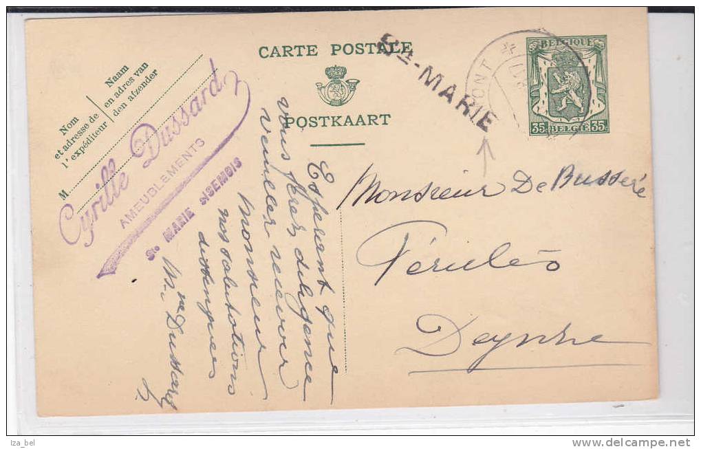 GRIFFE D'ORIGINE.CP 112-I LIBRAMONT 6.5.38+GRIFFE STE- MARIE Et Cah.commerc.v.DEYNZE.TB - Linear Postmarks