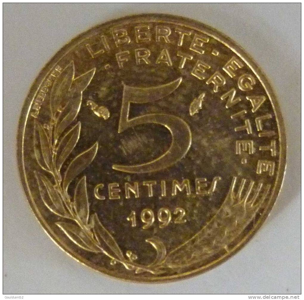 Cinq Centimes 1992     3 Plis     Marianne - 5 Centimes