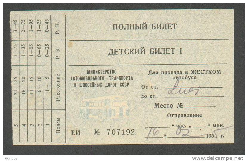 USSR RUSSIA 1955 BUS TICKET - Europe