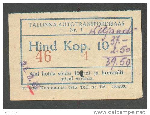 ESTONIA TALLINN 1945 BUS TICKET - Europa