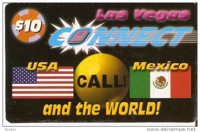 TARJETA DE ESTADOS UNIDOS DE LAS VEGAS CONNECT  $10 BANDERAS MEXICO Y USA - Autres & Non Classés