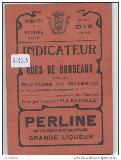 Indicateur Des Rues De Bordeaux 1913 - Pasta # 1 - Europa