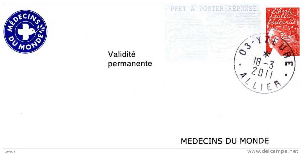 Enveloppe Entier Postale Oblitérée REPONSE - MEDECINS DU MONDE - Tp Luquet - OMS