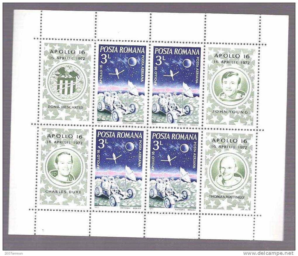 SPACE COSMOS 1972 ROMANIA SHEETLET KLEINBOGEN MNH - Europe