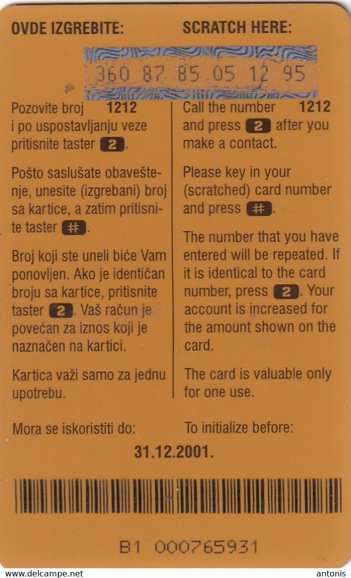SERBIA - People On Phone, Simpaid Prepaid Card 500 Din, Exp.date 31/12/01, Used - Jugoslavia