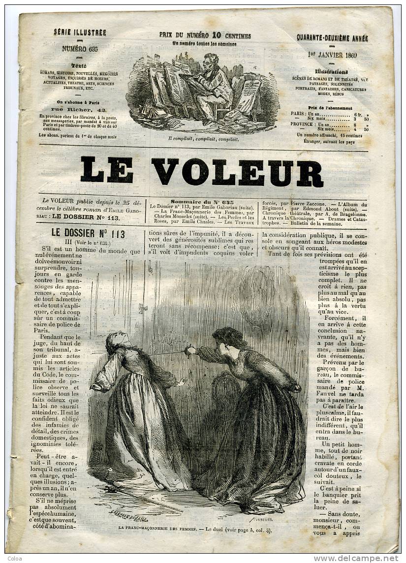 « Le Voleur », N° 635, Série Illustrée 1  Janvier 1869 - Revistas - Antes 1900