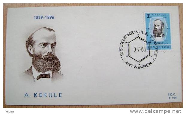 1966 BELGIUM FDC KEKULE BENZEN FORMULA CHEMISTRY - Chemistry