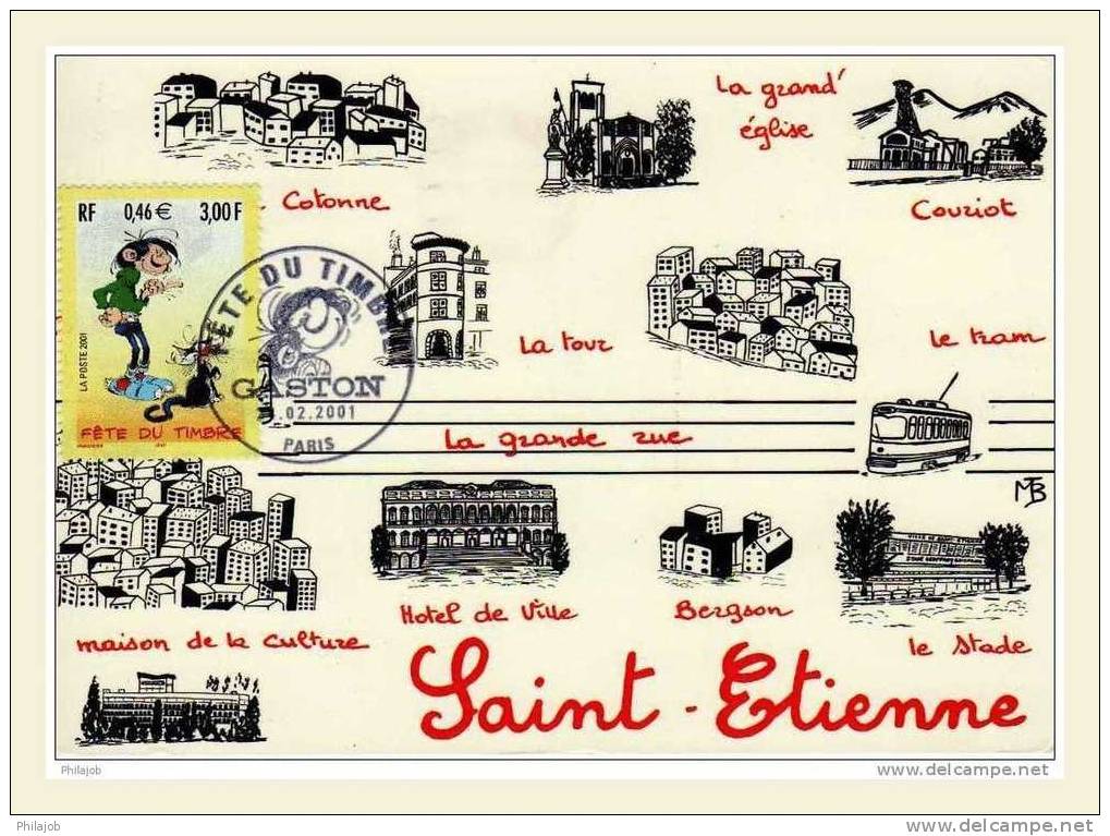 FRANCE 2001 : Carte Maximum  N° YT 3370 " GASTON LAGAFFE " CAD Du 24 Fevr 2001 De PARIS En PARFAIT état. CM - Cómics